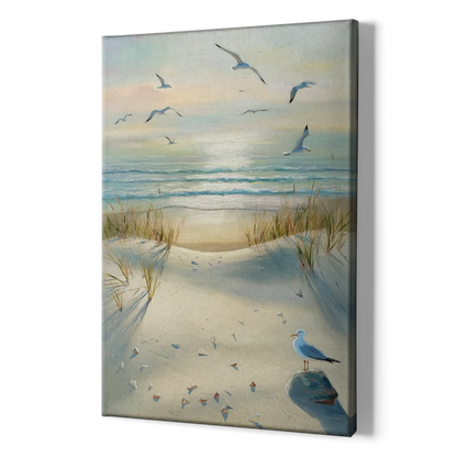 Virginia Beach Seagulls in Flight - Canvas Print Art Sides