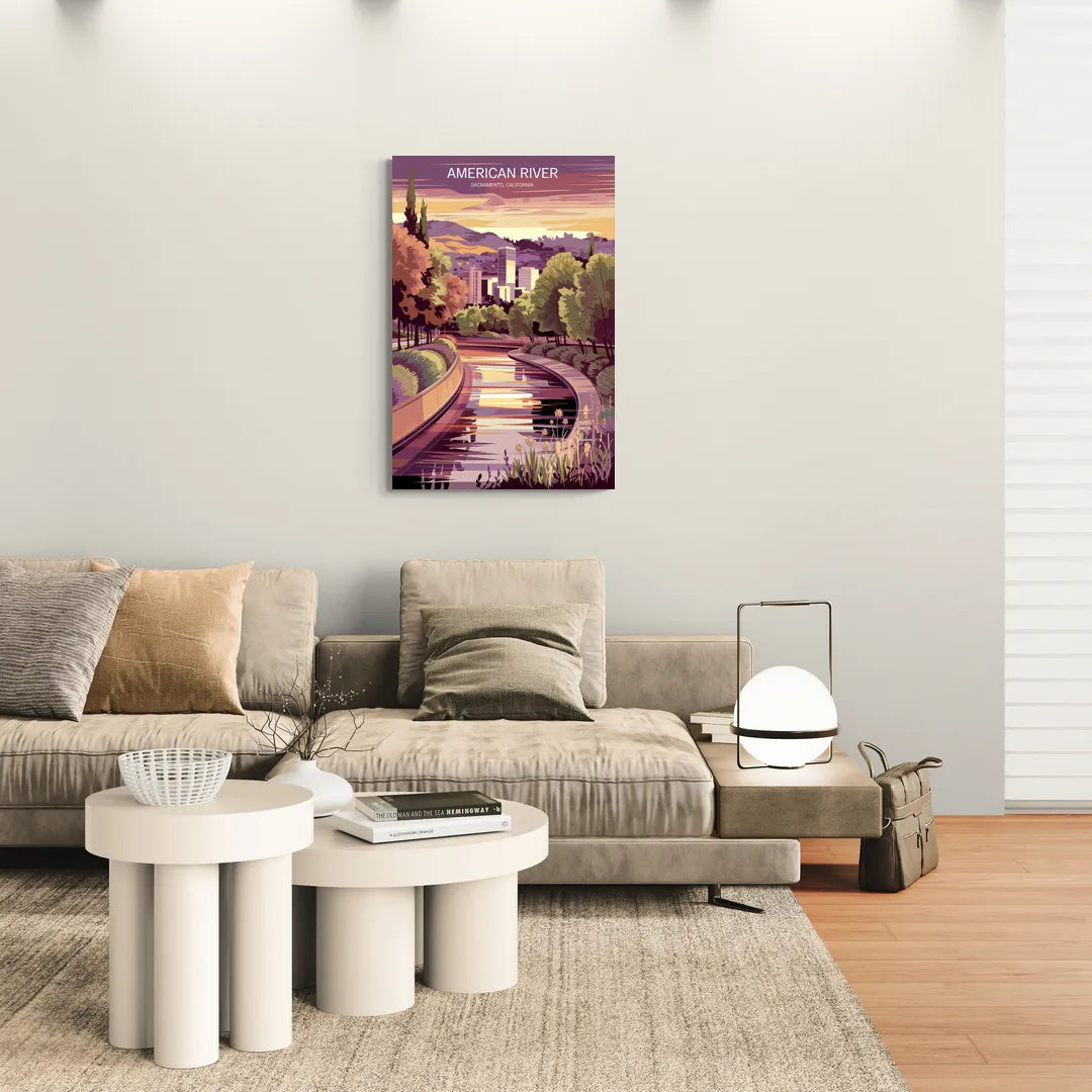 Sacramento American River Scene - Canvas Wall Art Living Room