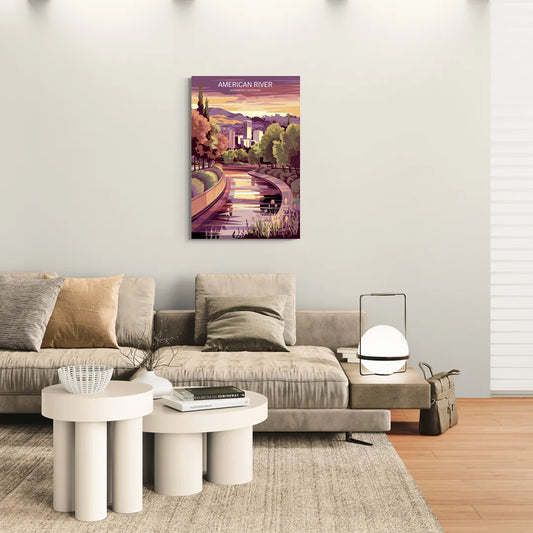 Sacramento American River Scene - Canvas Wall Art Living Room