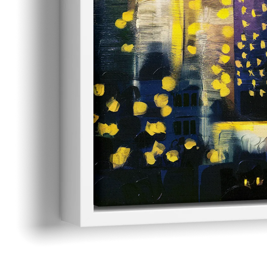 Seattle Space Needle Night Lights - Close-Up White Frame Canvas