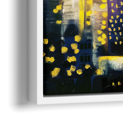 Seattle Space Needle Night Lights - Close-Up White Frame Canvas