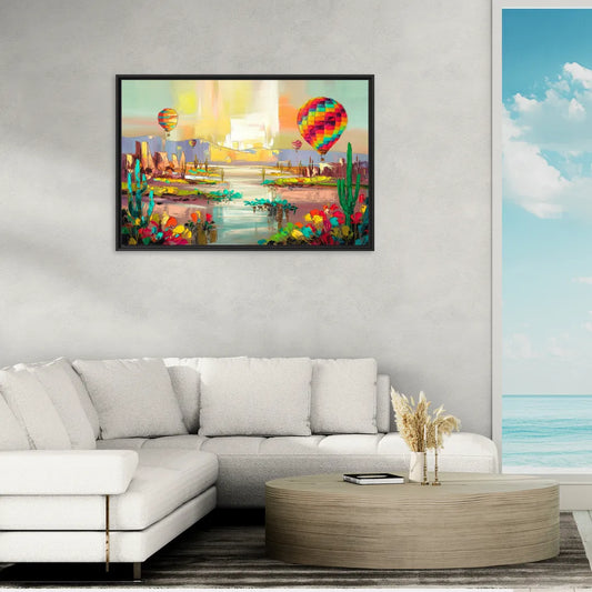 Albuquerque Hot Air Balloons - Living Room Black Frame Canvas