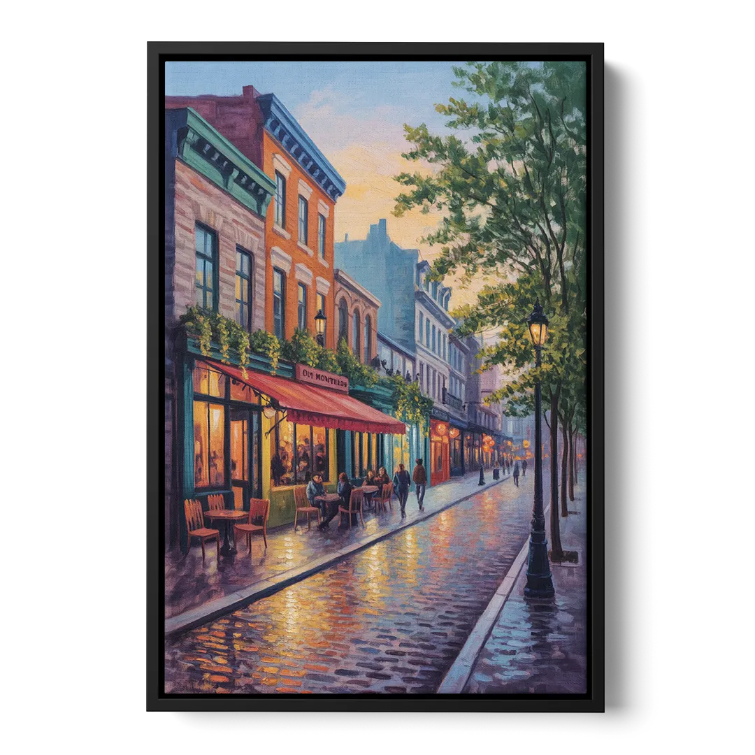 Old Montreal Streets - Black Frame Canvas
