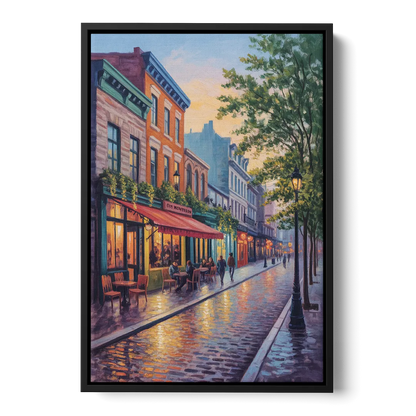 Old Montreal Streets - Black Frame Canvas