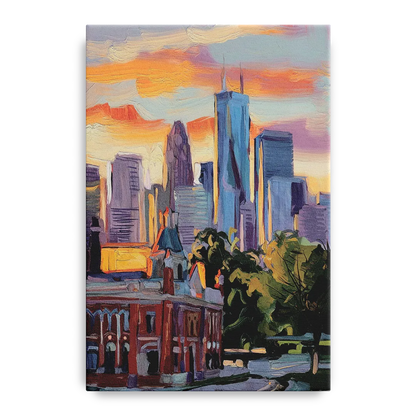 Kansas City Skyline at Sunset - Canvas Wall Art
