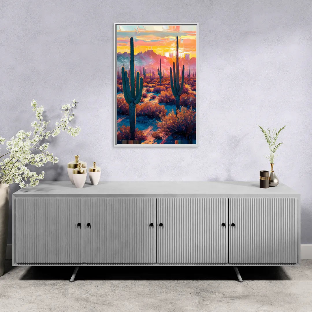 Phoenix Arizona Sunset Glow - Living Room White Frame Canvas