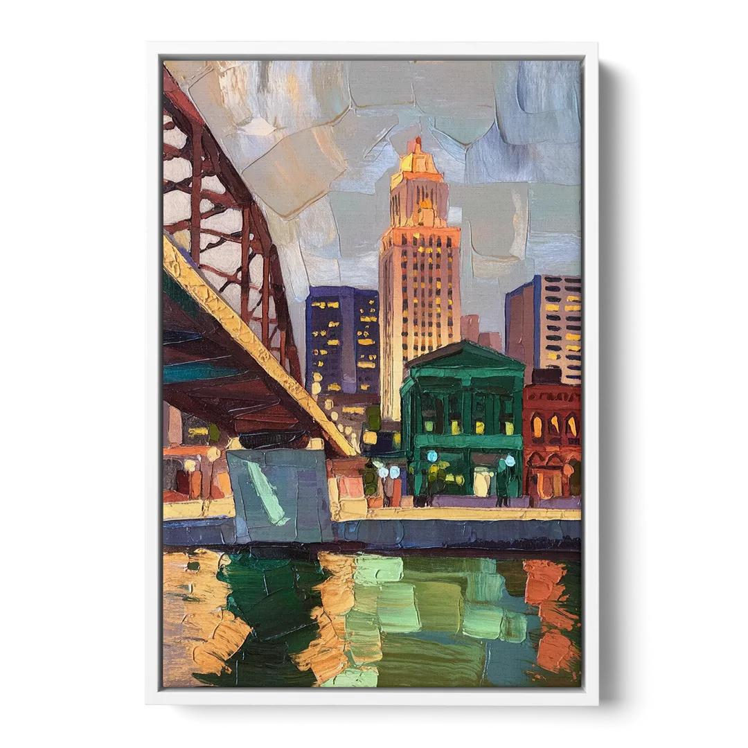 Omaha Historic Landmarks - White Frame Canvas
