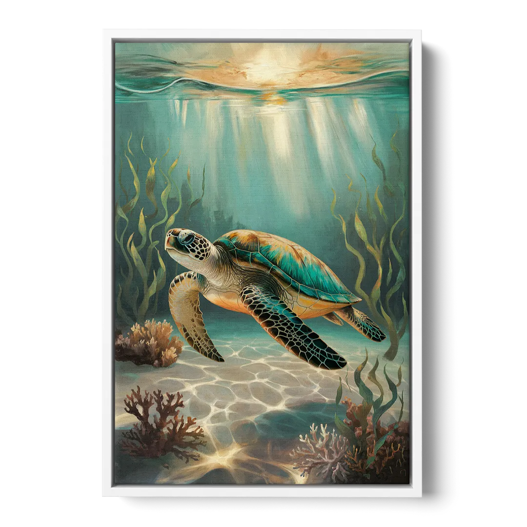 Hilton Head Island Sea Turtle Journey - White Frame Canvas