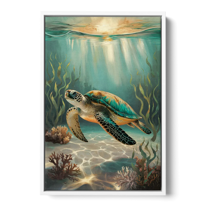 Hilton Head Island Sea Turtle Journey - White Frame Canvas