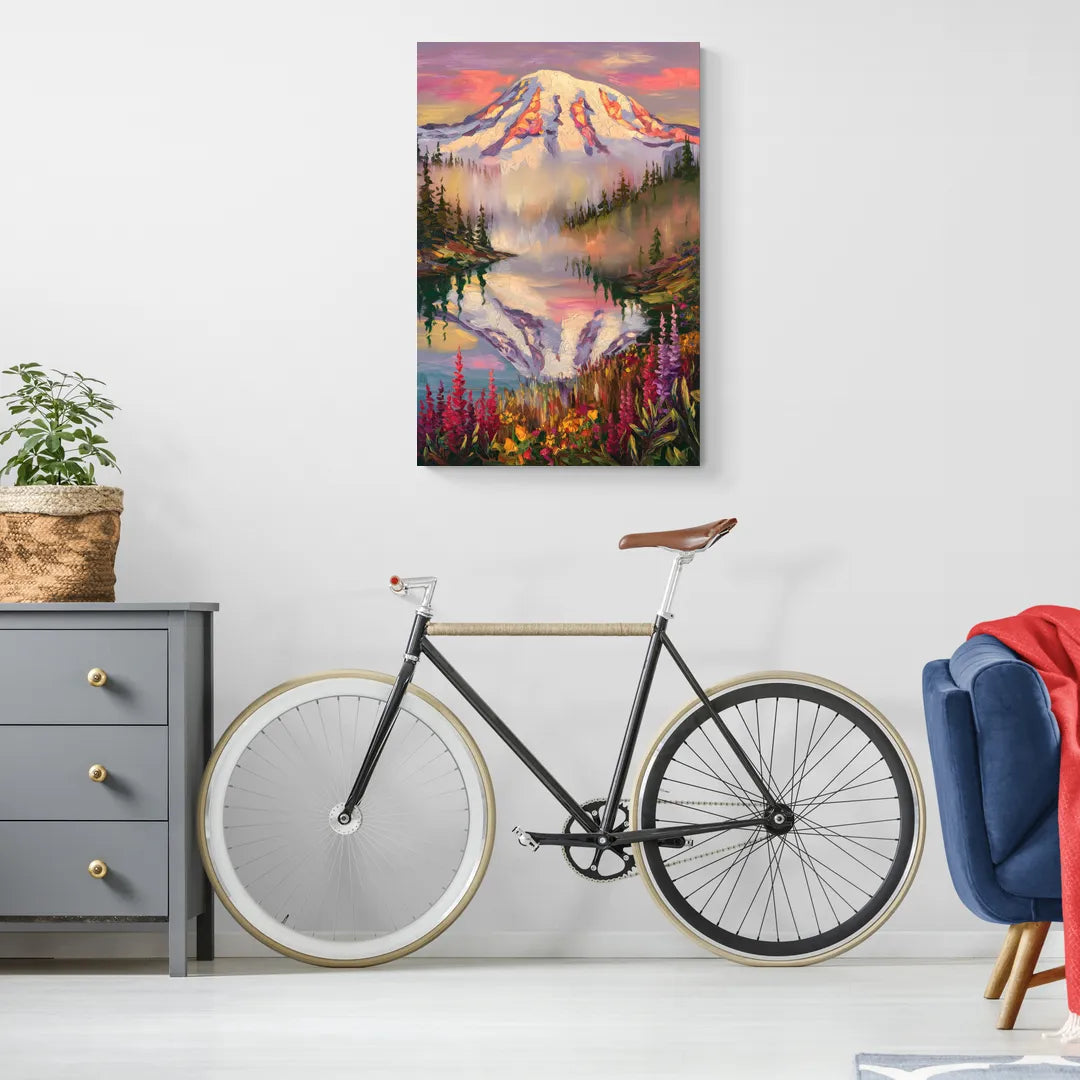 Tacoma Mount Rainier Reflection - Canvas Wall Art Living Room