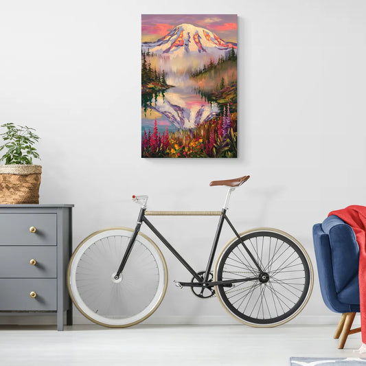 Tacoma Mount Rainier Reflection - Canvas Wall Art Living Room