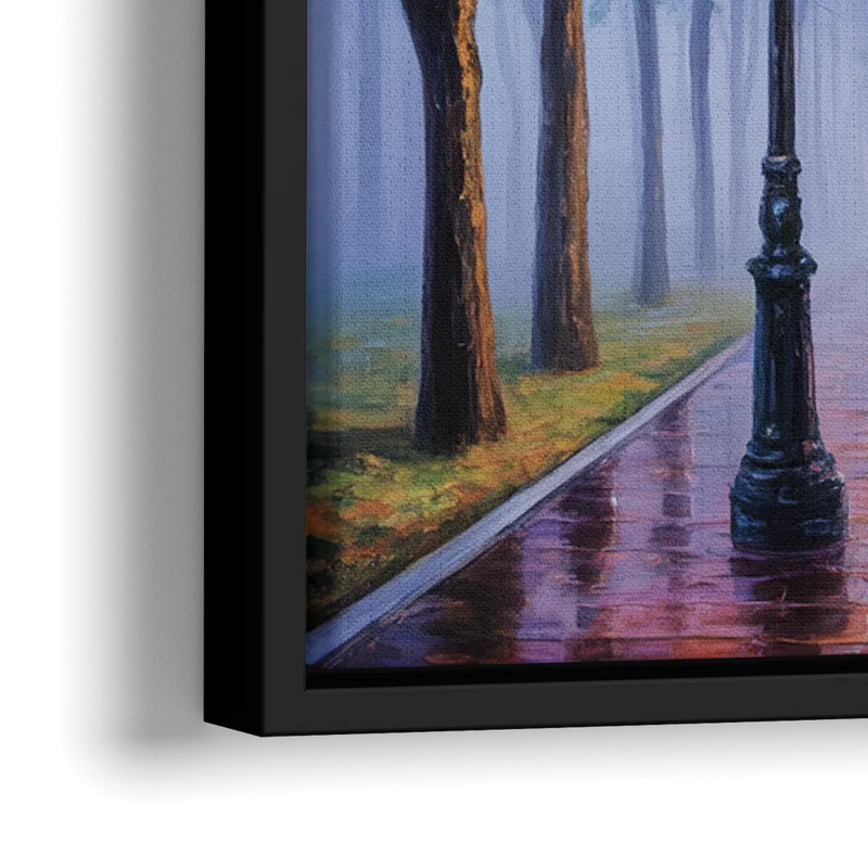 Quebec City Foggy Morning - Close-Up Black Frame Canvas