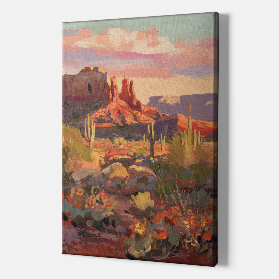 Sedona Desert Bloom Scenery - Canvas Wall Art Indoor