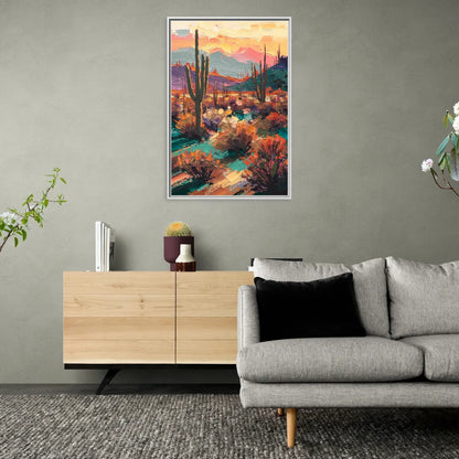 Tucson Sonoran Desert - Living Room White Frame Canvas