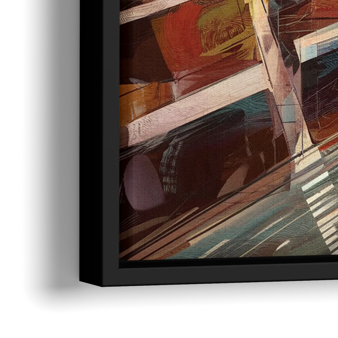 Boston City Streets Aerial View - Close-Up Black Frame Canvas