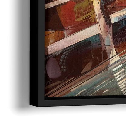 Boston City Streets Aerial View - Close-Up Black Frame Canvas