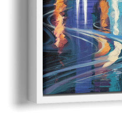 Minneapolis Urban Skyline Reflection - Close-Up White Frame Canvas