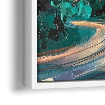 Raleigh Contemporary Cityscape - Close-Up White Frame Canvas