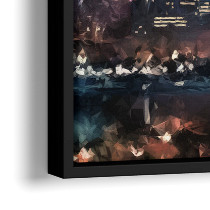 Houston Sunset Skyline - Close-Up Black Frame Canvas