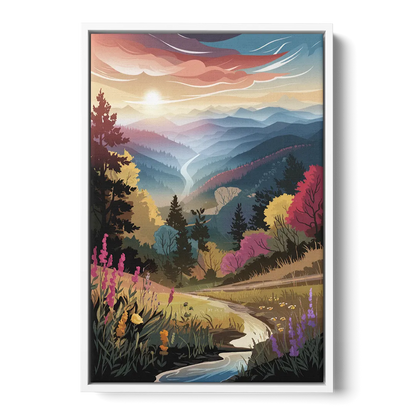 Asheville NC Scenic Overlook - White Frame Canvas