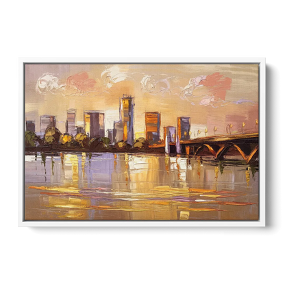 Baton Rouge Mississippi River View - White Frame Canvas