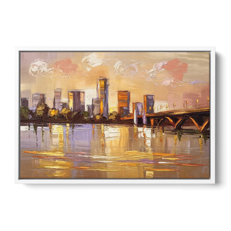 Baton Rouge Mississippi River View - White Frame Canvas