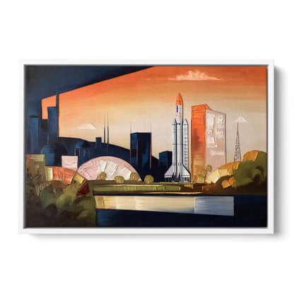 Huntsville Modern Cityscape - White Frame Canvas