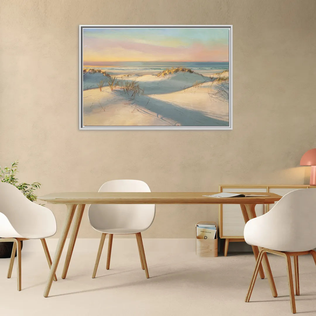 Myrtle Beach Sand Dunes Serenity - Living Room White Frame Canvas
