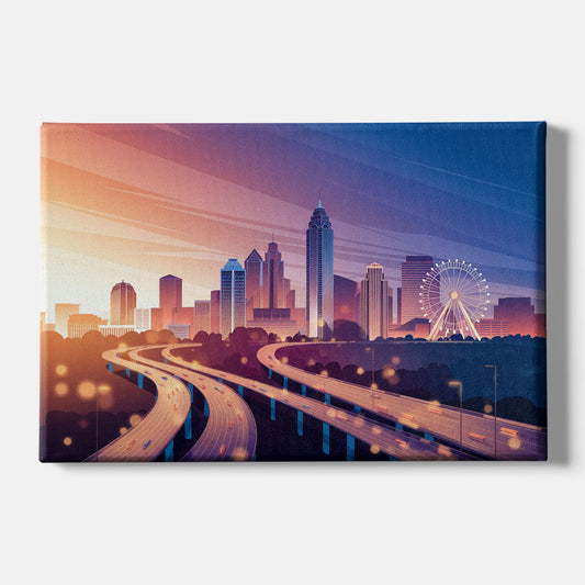 Atlanta Aerial City View - Canvas Wall Art