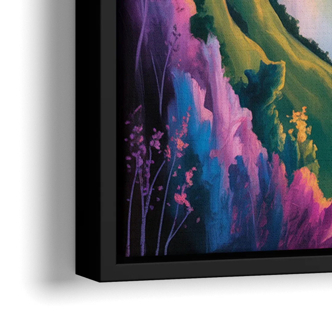 Niagara Falls Rainbow Light - Close-Up Black Frame Canvas