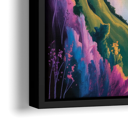 Niagara Falls Rainbow Light - Close-Up Black Frame Canvas