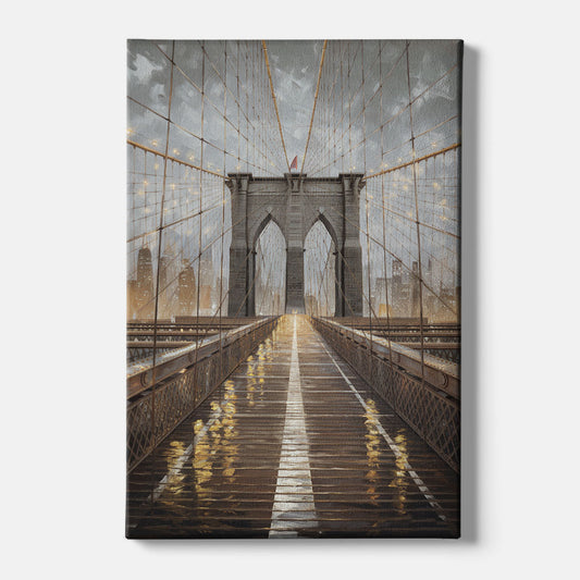 New York City Brooklyn Bridge View - Canvas Wall Art