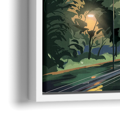 Seattle Rainy Day Skyline - Close-Up White Frame Canvas