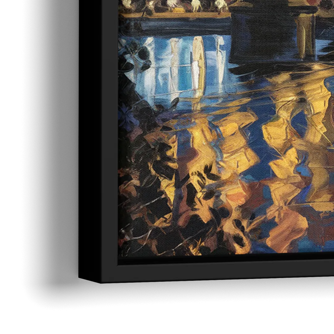 Pittsburgh Downtown Lights at Night - Close-Up Black Frame Canvas