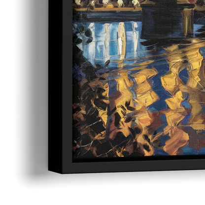Pittsburgh Downtown Lights at Night - Close-Up Black Frame Canvas
