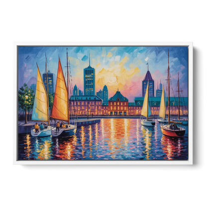 Vieux Port de Montral - White Frame Canvas