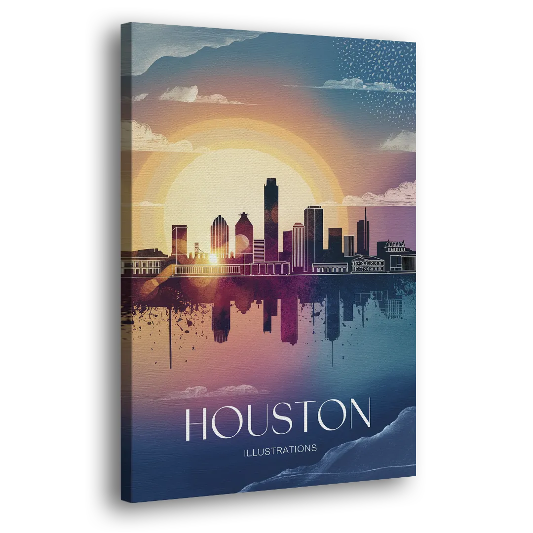 Houston Iconic Landmarks - Canvas Print Art Sides