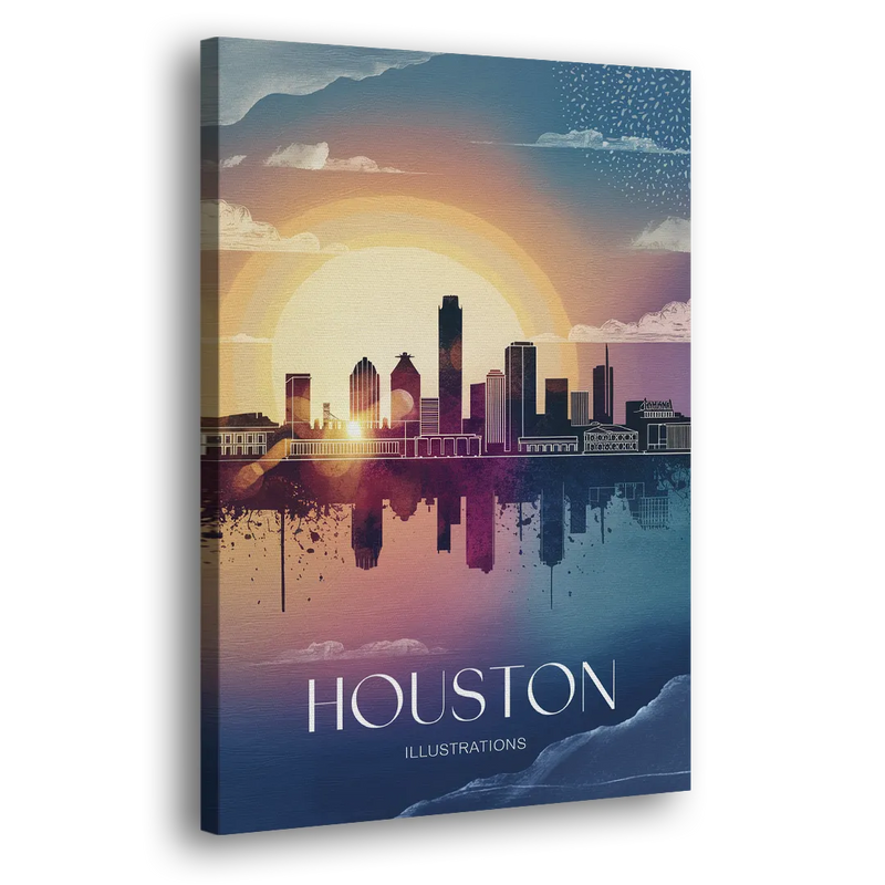Houston Iconic Landmarks - Canvas Print Art Sides