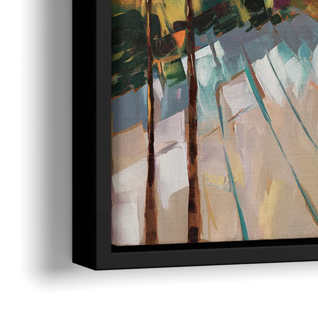 Long Beach California Palm Trees - Close-Up Black Frame Canvas