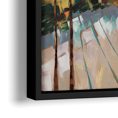 Long Beach California Palm Trees - Close-Up Black Frame Canvas