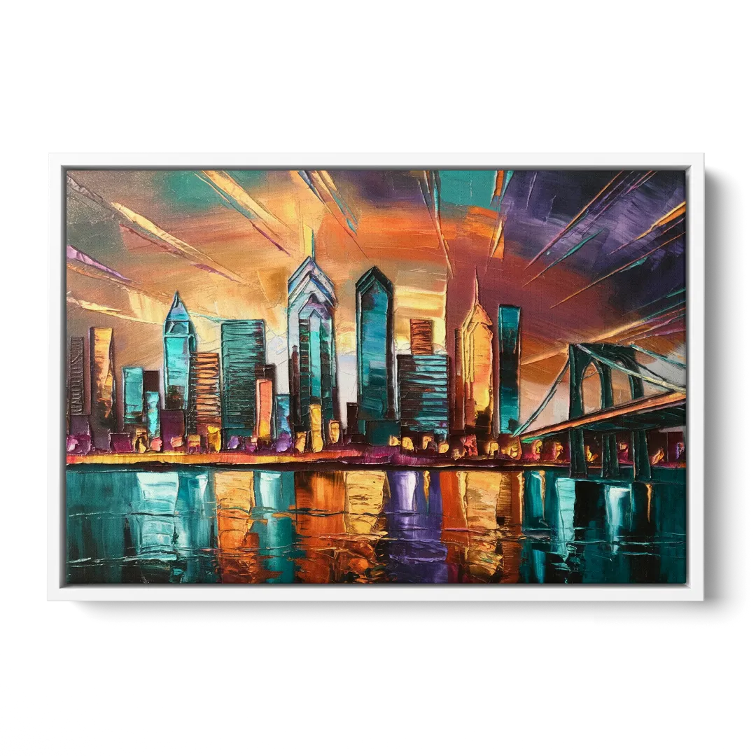 Philadelphia Mural Art - White Frame Canvas