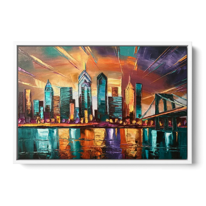 Philadelphia Mural Art - White Frame Canvas