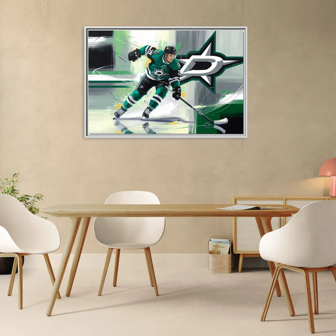 Dallas Stars Hockey - Living Room White Frame Canvas