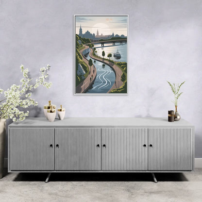 Quebec City Scenic Pathway - Living Room White Frame Canvas