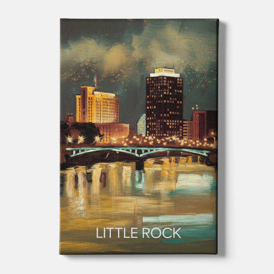 Little Rock Nighttime Skyline - Canvas Wall Art