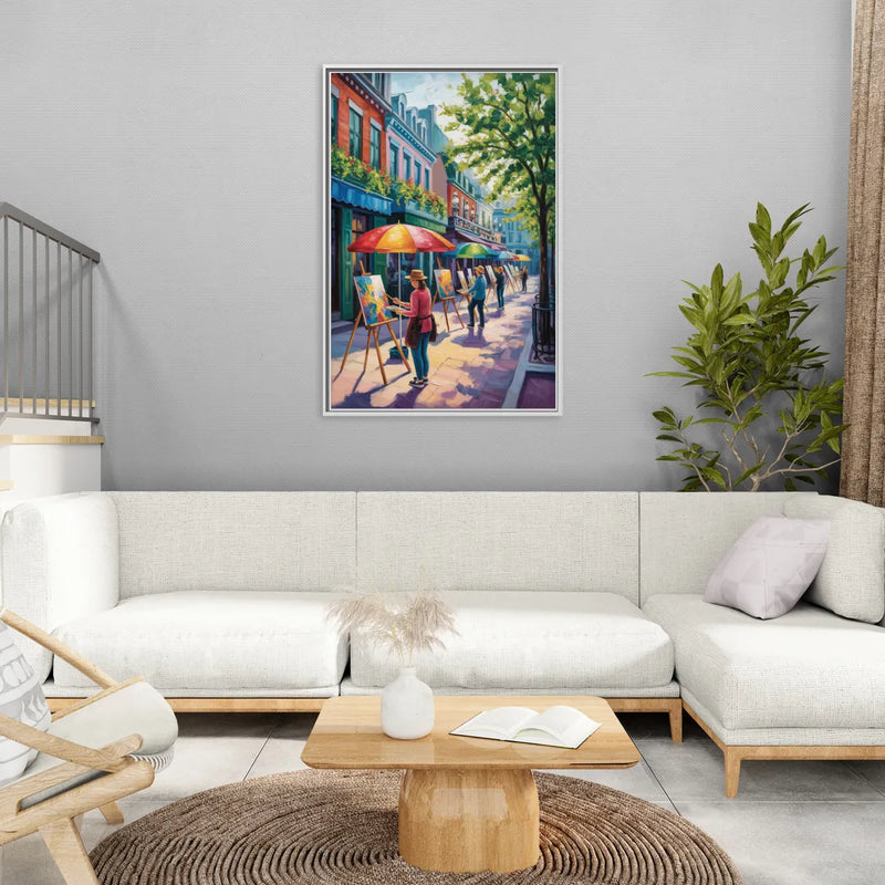 Rue du Tresor Artists Quebec - Living Room White Frame Canvas