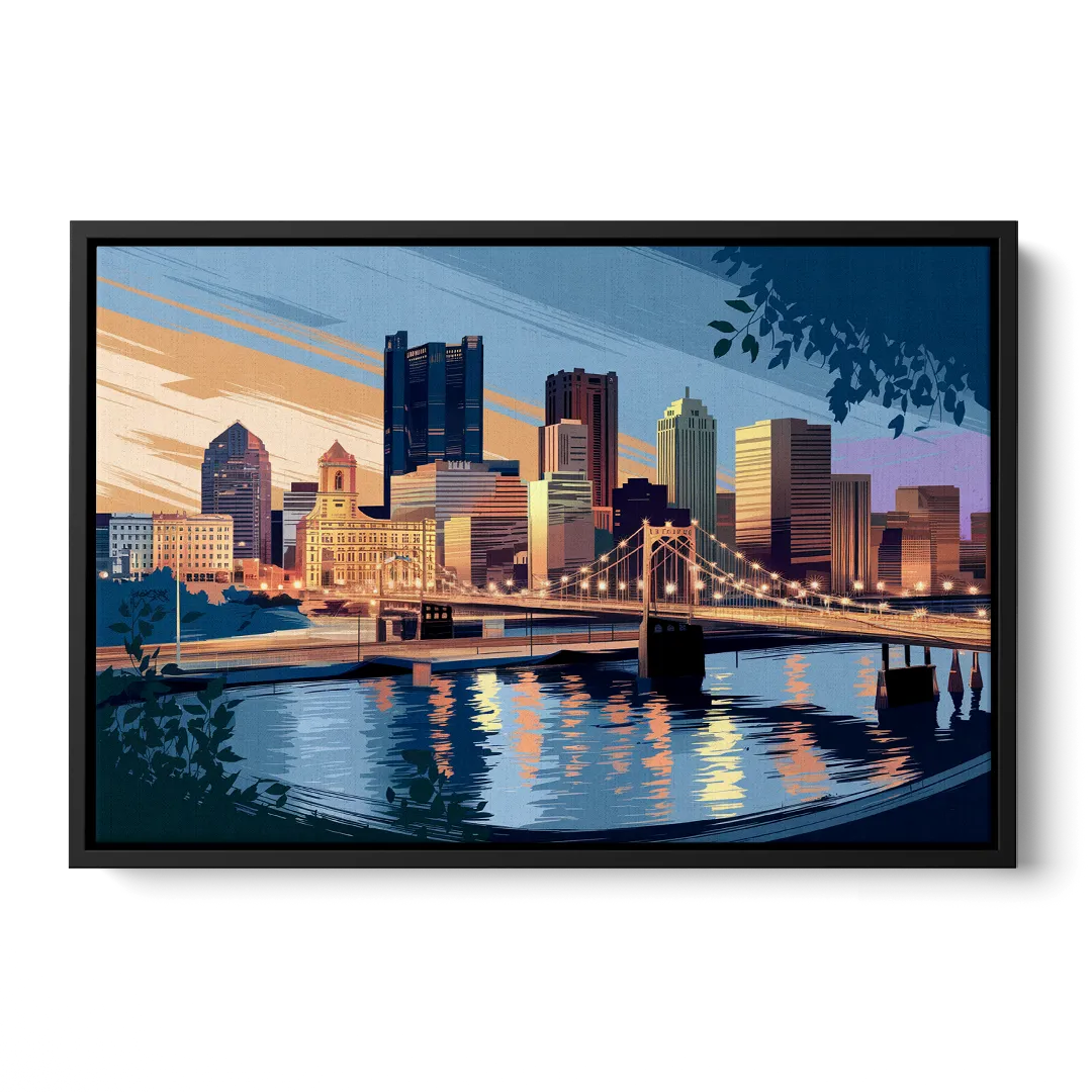 Pittsburgh Urban Aesthetic View - Black Frame Canvas