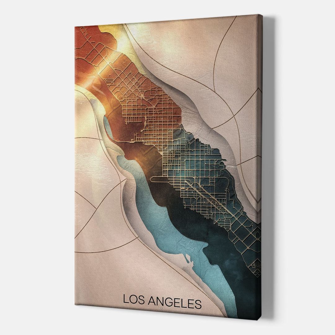 Los Angeles Map Design - Canvas Wall Art Indoor