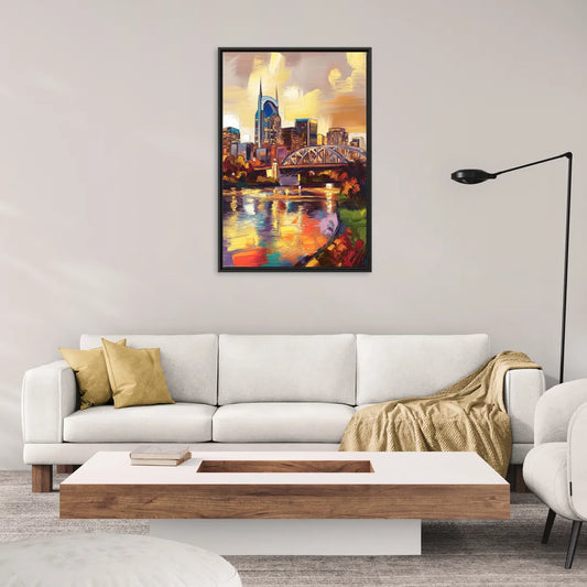 Nashville Scenic Riverfront - Living Room Black Frame Canvas