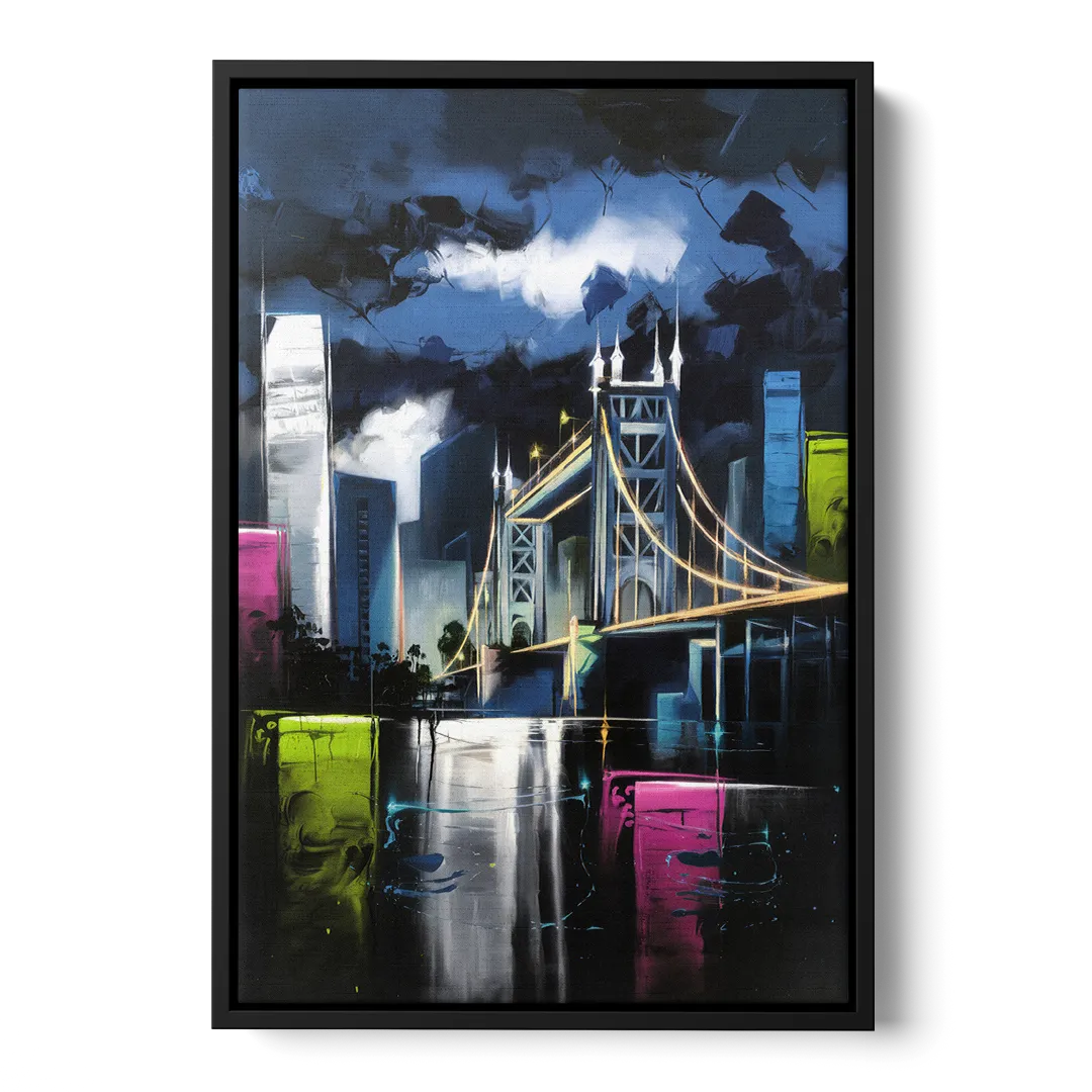 Sacramento Urban Street Art - Black Frame Canvas